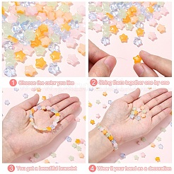 100個 4色模造翡翠ガラスビーズ  ツートン  スター  ミックスカラー  8x8.5x4mm  穴：1mm  25個/カラー&nbsp;GLAA-YW0003-64