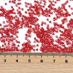 ベーキングペイント 銀線ガラスシードビーズ  シリンダー  暗赤色  1.6x1.3mm  穴：0.8mm  約60000個/ポンド&nbsp;SEED-H003-09C