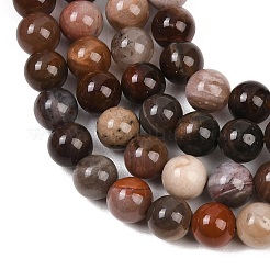 天然珪化木ラウンドビーズ連売り  6~7mm  穴：1mm  約58~60個/連  15インチ&nbsp;G-F266-08-6mm