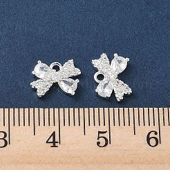 真鍮マイクロパヴェクリアキュービックジルコニアチャーム  ちょう結びのチャーム  925銀メッキ  8x11x3mm  穴：1.2mm&nbsp;KK-P355-14S