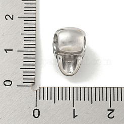 304ステンレススチールラインストーンヨーロピアンビーズ  エナメル  大穴ビーズ  スカル  ステンレス鋼色  13x9x10.5mm  穴：4.5mm&nbsp;STAS-U005-10P