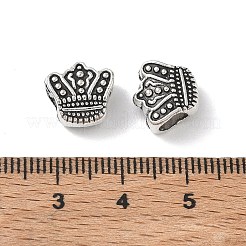 チベット風合金ヨーロピアンビーズ  大穴ビーズ  クラウン  アンティークシルバー  10.5x11.5x6.5mm  穴：5mm&nbsp;AL-CBA612E-04AS