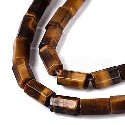 天然石タイガーアイビーズ連売り  六角柱  5~7.5x3.5~4.5mm  穴：0.6~0.8mm  約57~64個/連  14.76~15.55インチ（37.5~39.5cm）&nbsp;GG-N002-01A-08