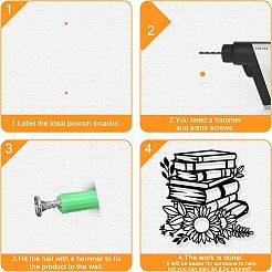 鉄の壁の芸術の装飾  フロントポーチ用  リビングルーム  キッチン  ひまわりの本  電気泳動黒  300x300x1mm&nbsp;HJEW-WH0067-033