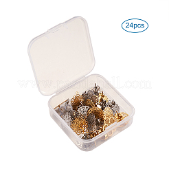 304ステンレススチールスタッドピアス金具  カン付き  フラワー＆フラットラウンド  ゴールデン·ステンレス鋼色  5.4x5.3x2cm  24個/箱&nbsp;STAS-TA0004-31