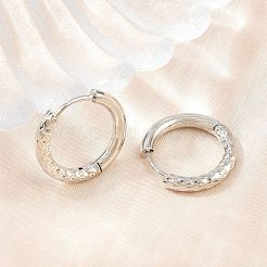 真鍮huggieフープピアス  ラウンド  ラックめっき  長持ちメッキ  カドミウムフリー＆鉛フリー  銀  17x2.5mm&nbsp;KK-CBA8A92-04P