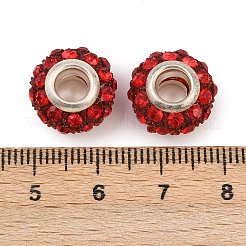 真鍮、ポリマークレイ、ラインストーンビーズ  ロンデル  長持ちメッキ  ラックめっき  銀  14.5x9mm  穴：5mm&nbsp;KK-H093-15S