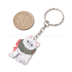 アクリルキーホルダー  鉄のスプリットキーリング付き  猫の形  ミックスカラー  8.9~9.9cm&nbsp;KEYC-JKC00907