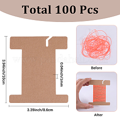 紙糸巻き板100枚  フロスボビン  クロスステッチ刺繡用綿糸クラフトDIY縫製収納  淡い茶色  100x86x1mm&nbsp;SENE-SC0001-04