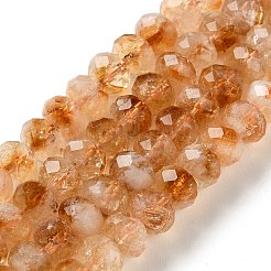 加熱された天然シトリンビーズ連売り  ロンデル  多面カット  8~8.5x5~6mm  穴：1mm  約68~76個/連  14.96~15.35''（38~39センチメートル）&nbsp;G-C259-A19-5x8mm