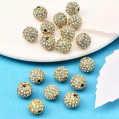 合金ラインストーンビーズ  グレードA  ラウンド  ゴールデンの金属色  クリスタル  10mm&nbsp;RB-A034-10mm-A01G