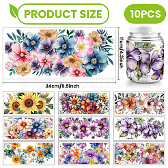 PVC DIY 熱転写紙  UV昇華カップ用  花  110x240mm  10スタイル  1個/スタイル  10個/セット&nbsp;DIY-WH0517-031