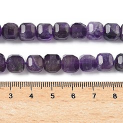 天然石アメジストビーズ連売り  ファセットテーブルカットキューブ  8.5~9.8x8.5~9.8x8.5~9.8mm  穴：0.8~1.2mm  約45~46個/連  14.96~15.47インチ（38~39.3cm）&nbsp;G-C267-A01