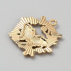 合金エナメルチャーム  ライトゴールド  花＆蝶  きいろ  29.5x28x2mm  穴：2mm&nbsp;LS-FIND-CJC0024-46A
