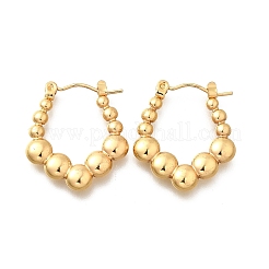 女性用304ステンレスフープピアス  イオンプレーティング（ip）  五角形  18KGP本金メッキ  23.5x21x3.5mm&nbsp;EJEW-L296-073G