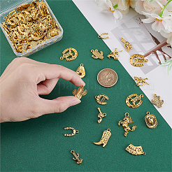 90pcs18スタイルチベットスタイル亜鉛合金ペンダント  アンティーク黄金  混合図形  11~32x9.5~24x1.5~6mm  穴：1~3mm  5個/スタイル&nbsp;FIND-PH0023-69