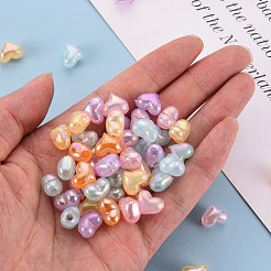 模造ゼリーアクリルビーズ  ABカラーメッキ  ハート  ミックスカラー  9x11.5x7.5mm  穴：2.5mm  約635個/500g&nbsp;TACR-S154-43E