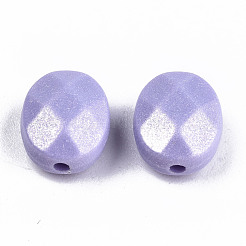 スプレープリントアクリルビーズ  ラバー加工スタイル  多面カット  オーバル  ミックスカラー  10.5x8.5x5.5mm  穴：1.5mm  約1770個/500g&nbsp;MACR-T037-08