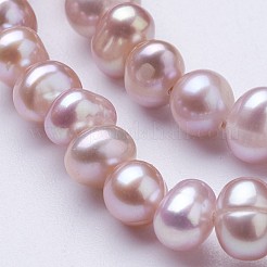天然養殖淡水パールビーズ連売り  ポテト  スミレ  2.5~4.5x4.5~6mm  穴：0.7mm  約87~90個/連  1.36~1.38インチ（34.5~35cm）&nbsp;PEAR-F004-04
