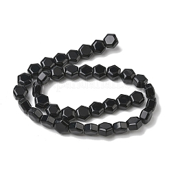 天然石オブシディアンビーズ連売り  六角  10~10.5x11~11.5x6.5~7mm  穴：1mm  約37~38個/連  15.04~15.16''（38.2~38.5センチメートル）&nbsp;G-G463-A06-10x11mm