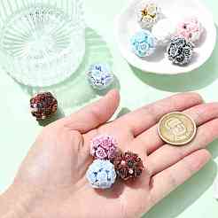 10個の不透明なアクリルビーズ  模造パールと  バラのクラスターボール  ミックスカラー  17.5~19x19~21mm  穴：2mm&nbsp;OACR-CJ0002-38