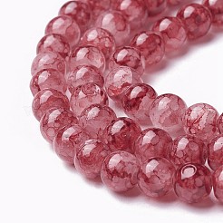スプレープリントガラスビーズ連売り  ラウンド  インディアンレッド  8~8.5mm  穴：1.5mm  約100個/連  31.1インチ（79cm）&nbsp;X-GLAA-A038-C-62