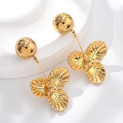 304ステンレススチールスタッドピアス  花  18KGP本金メッキ  44x24mm&nbsp;EJEW-Z084-10G