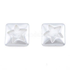 ABSプラスチックパール調カボション  スター付きの四角  乳白色  16x16x4mm&nbsp;KY-N015-25