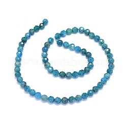 天然石アパタイトビーズ連売り  多面カット  ラウンド  5.5~6mm  穴：1mm  約60個/連  15インチ（38.3cm）&nbsp;G-O180-12-6mm
