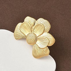 女性用304ステンレススチールカフオープンリング  椿の形  ゴールドカラー  花：32x43mm&nbsp;LS-RJEW-F195-03G