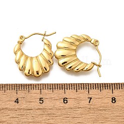 女性用304ステンレスフープピアス  イオンプレーティング（ip）  オーバル  18KGP本金メッキ  20x19x3.5mm&nbsp;EJEW-L296-059G