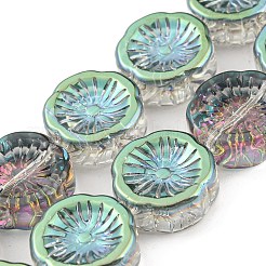 電気メッキガラスビーズセット  花  混合スタイル  ミックスカラー  14x14.5x5.5mm  穴：1.2mm  約45個/連  25.83インチ（65.6cm）&nbsp;EGLA-G037-10A