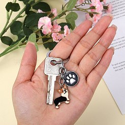 合金エナメルキーホルダー  合金スプリットキーリング付き  犬  ペルー  7.5cm  ペンダント：23~24mm&nbsp;KEYC-SW00007-01