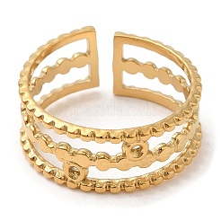 304ステンレススチール製トリプルラインオープンカフリング女性用  18KGP本金メッキ  内径：18mm&nbsp;STAS-D085-26G