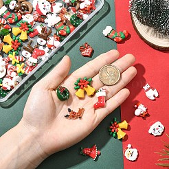 クリスマスをテーマにした不透明樹脂カボションセット 90スタイル 18個  混合図形  ミックスカラー  18~30x14~25x3.5~8.5mm  5個/スタイル&nbsp;CRES-YW0002-69
