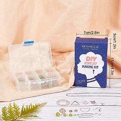 グリーンをテーマにしたDIYイヤリング作りキット169個  ガラスファセットビーズを含む  鉄と合金のペンダント  真鍮製細線細工のペンダント＆アズキチェーン＆ピアスフック  プラチナ&nbsp;DIY-SC0015-20P