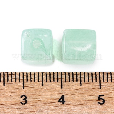 アクリルビーズ  イミテーション翡翠  キューブ  アクアマリン  9x8x8mm  穴：2mm  833個/ 500g&nbsp;OACR-H120-01B-1