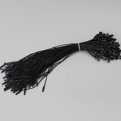 ポリエステルスナップロックハングタグストリング  面ファスナーフックタイ  ブラック  20x0.28cm&nbsp;DJ-PW-WG51117-02-1