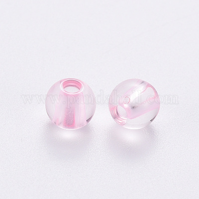 透明なアクリルビーズ  ラウンド  ピンク  6x5mm  穴：1.8mm  約4400個/500g&nbsp;MACR-S370-A6mm-702-1