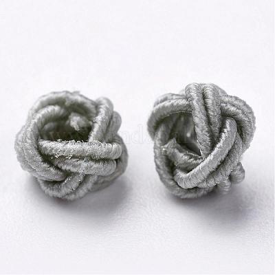 ポリエステルファブリックビーズ  ラウンド  ライトグレー  6x5mm  穴：4mm  約200個/袋&nbsp;WOVE-N002-07-1