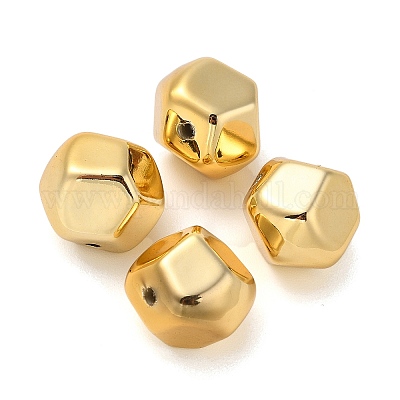 CCBプラスチックビーズ  ポリゴン  ゴールドカラー  17x16x16mm  穴：3mm&nbsp;CCB-B003-20G-1