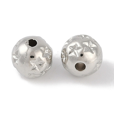 CCBプラスチックビーズ  ラウンド  銀  7.5x7mm  穴：1.8mm&nbsp;ALUM-U001-05B-1