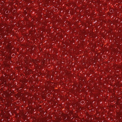 ガラスシードビーズ  トランスペアレント  ラウンド  レッド  8/0  3mm  穴：1mm  約666粒/30g&nbsp;X2-SEED-A004-3mm-5-1