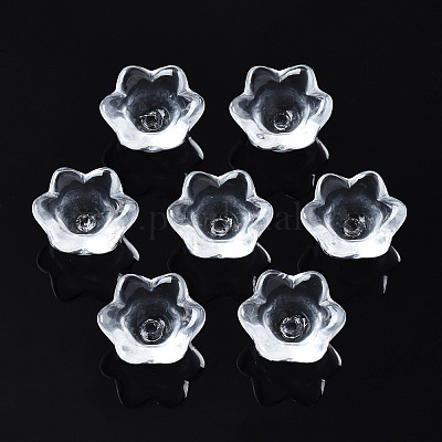 透明ガラスビーズ  花  透明  7x11.5x11.5mm  穴：1.2mm&nbsp;GLAA-Q089-002C-001-1