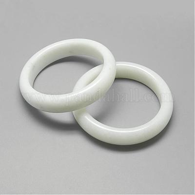ナチュラルホワイトジェイドのバングル  2-1/4インチ〜2-1/2インチ（58~62mm）&nbsp;BJEW-R296-01-1