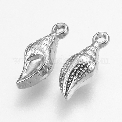 CCBプラスチックペンダント  巻き貝  プラチナ  16x6x6mm  穴：1mm&nbsp;CCB-P005-084-1