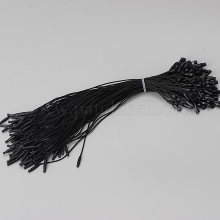 ポリエステルスナップロックハングタグストリング  面ファスナーフックタイ  ブラック  20x0.28cm&nbsp;DJ-PW-WG51117-02-1