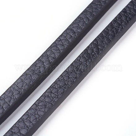 マイクロファイバーpuレザーコード  フラット  ブラック  6x3mm  約1.09ヤード（1m）/連&nbsp;WL-F010-01A-6mm-1