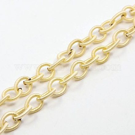 手作りナイロンアズキチェーンループ  オーバル  ライトカーキ  8~9x11~13x2mm  85cm/連について  33.5インチ&nbsp;LS-EC-A001-42-1