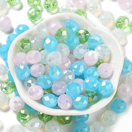 ガラスビーズ  多面カット  ロンデル  紺碧  10x8mm  穴：1mm  約560個/500g&nbsp;EGLA-A034-LM10mm-50-1